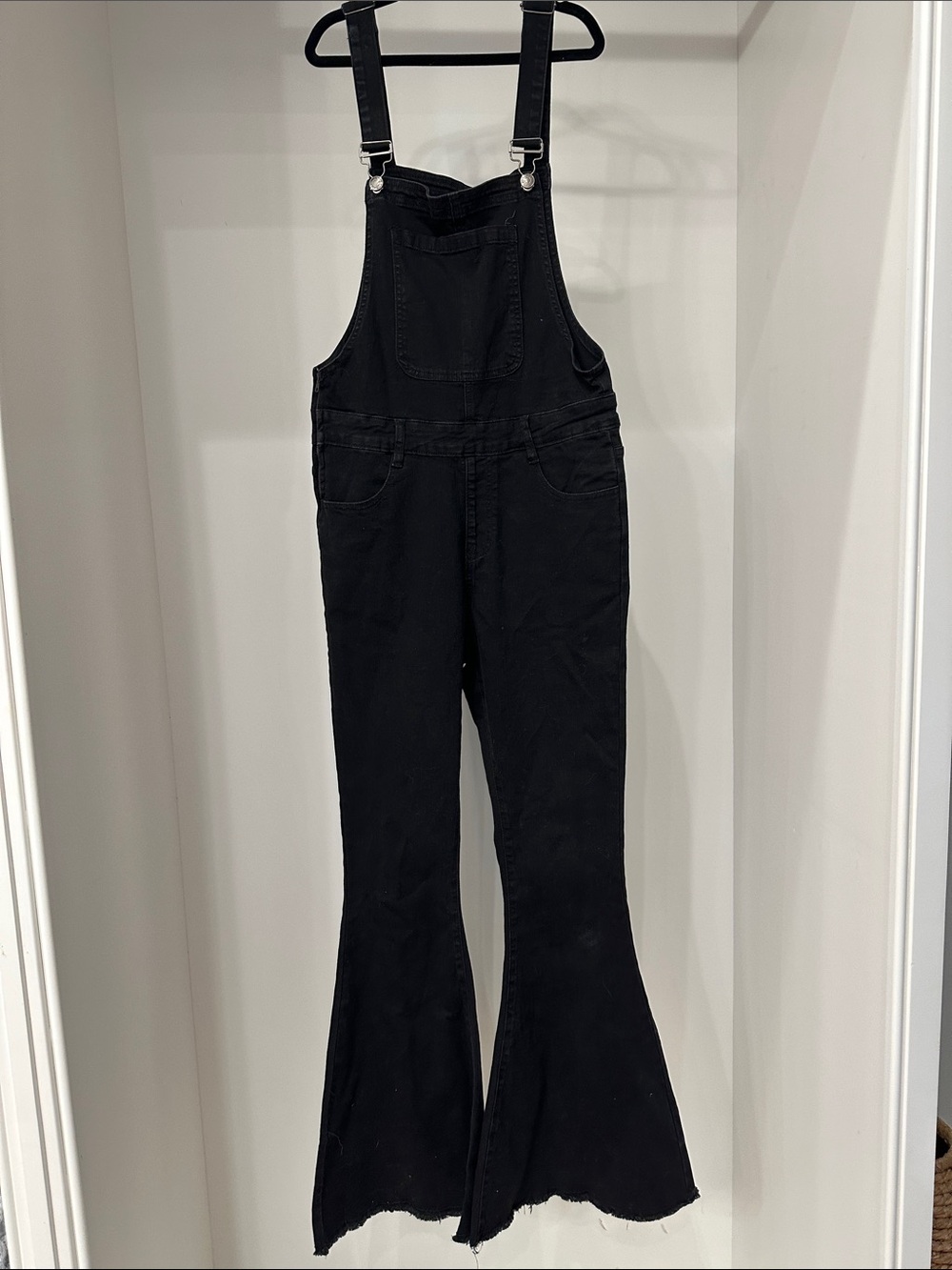 Pink Lily small Black Flared Denim Overalls.  Great condition